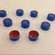 14212 11mm Blue Aluminum Crimp Seals w/PTFE/Red Rubber Liners 100/pk