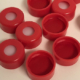 130035 11mm BULK Red Plastic Snap-Loc Caps with PTFE/Silicone Liner from Ohio Valley